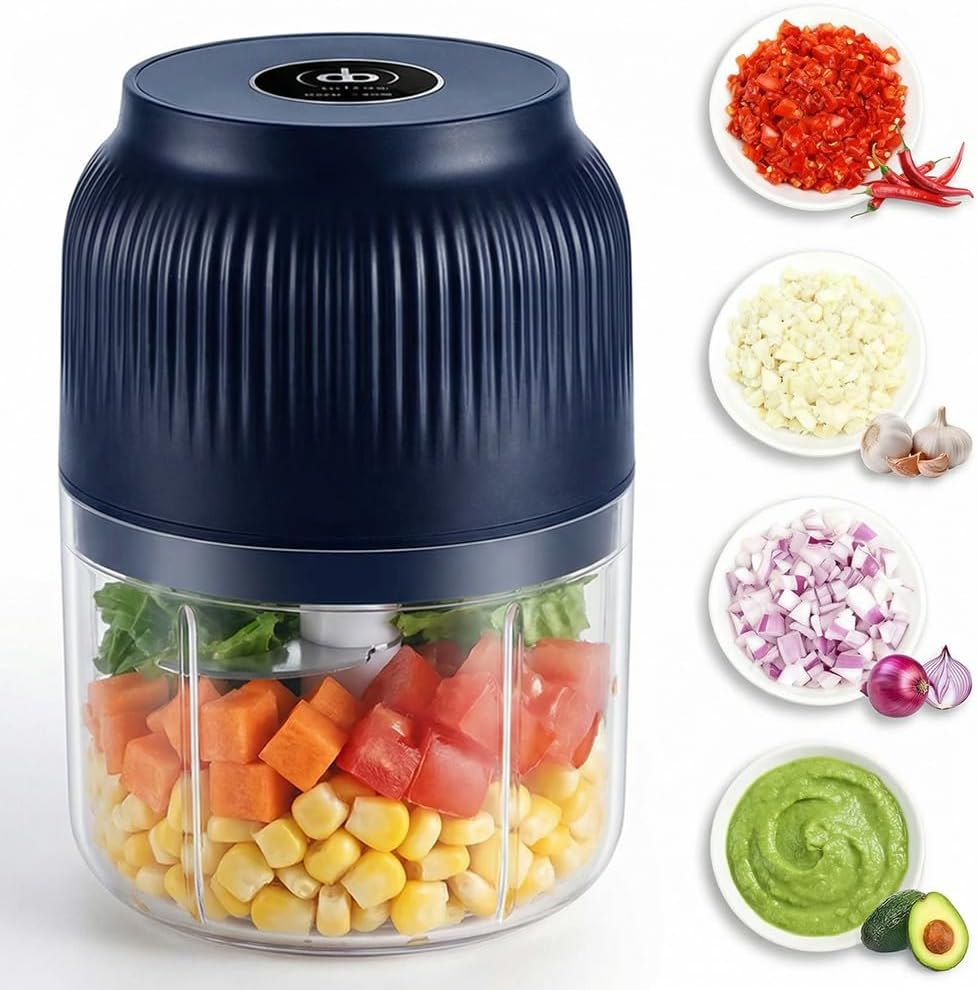 Stcraftdigital electric garlic chopper with 250ML capacity, portable wireless vegetable grinder for garlic, ginger, chili, and meat.