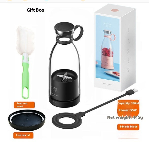 Portable 350ML electric juicer blender by stcraftdigital, showing the compact USB rechargeable mixer with blending cup.