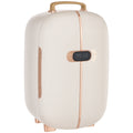 White portable skincare fridge with LED display, 12L capacity, compact mini fridge for makeup, beauty, and cosmetics storage.