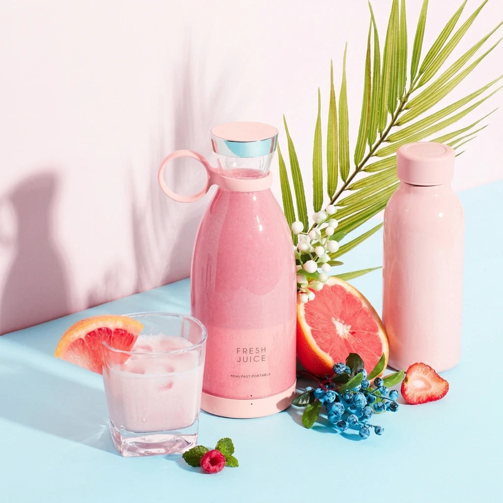Stcraftdigital 350ML electric portable blender and juicer with USB recharge, compact kitchen tool for smoothies and drinks.