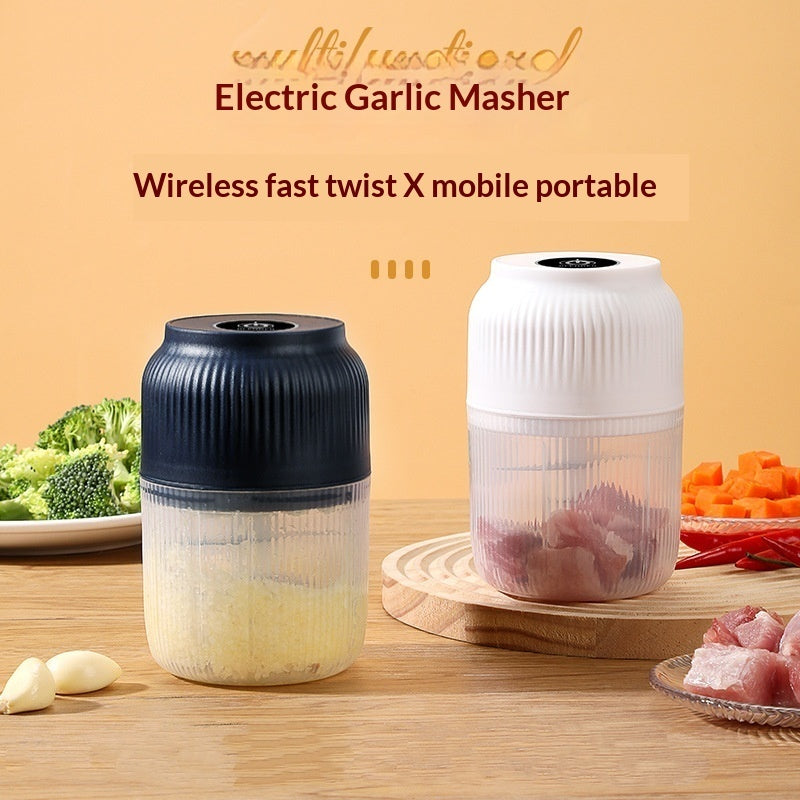 Wireless electric garlic chopper and veggie grinder by stcraftdigital, compact 250ML food processor for garlic, ginger, chili, and fruits.