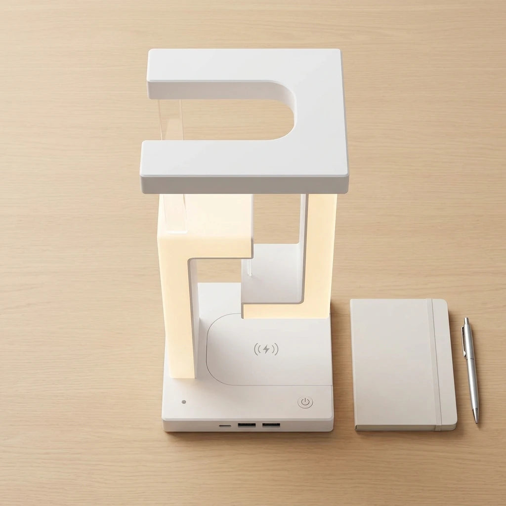 Creative wireless charging suspension table lamp by stcraftdigital with floating design, ideal for home or bedroom decor.