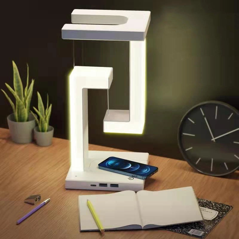 Creative Stcraftdigital wireless charging suspension table lamp with floating design, ideal for home or bedroom decor.
