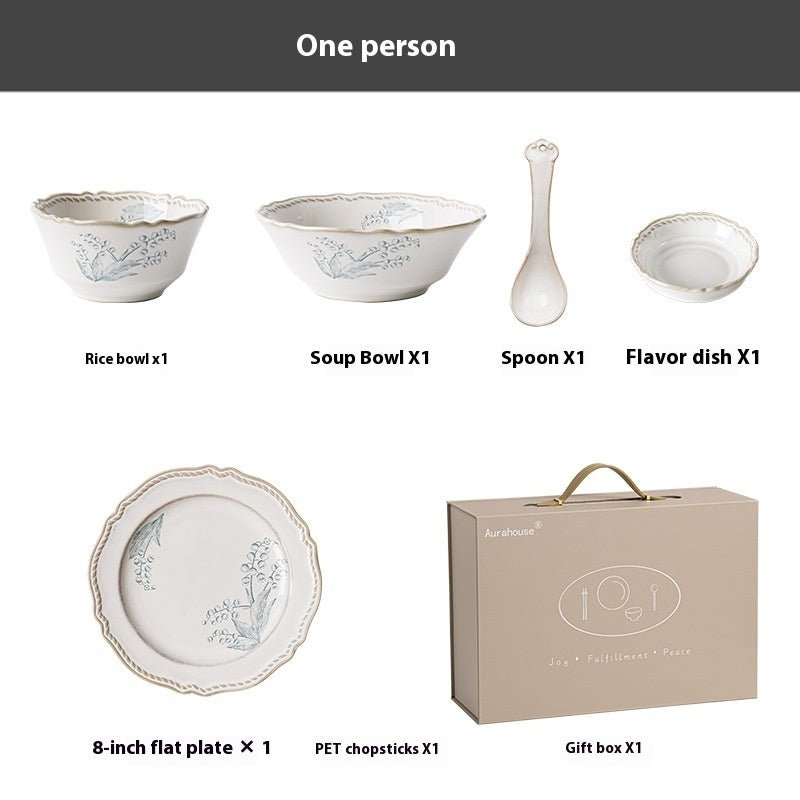 Ceramic Tableware Underglaze Rice Dinner Plate Fish Dish Mug Soup Bowl - stcraftdigital