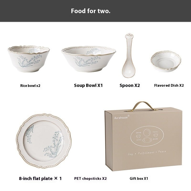 Ceramic Tableware Underglaze Rice Dinner Plate Fish Dish Mug Soup Bowl - stcraftdigital