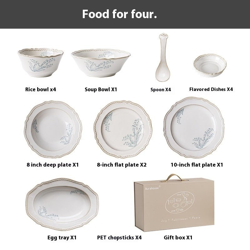 Ceramic Tableware Underglaze Rice Dinner Plate Fish Dish Mug Soup Bowl - stcraftdigital