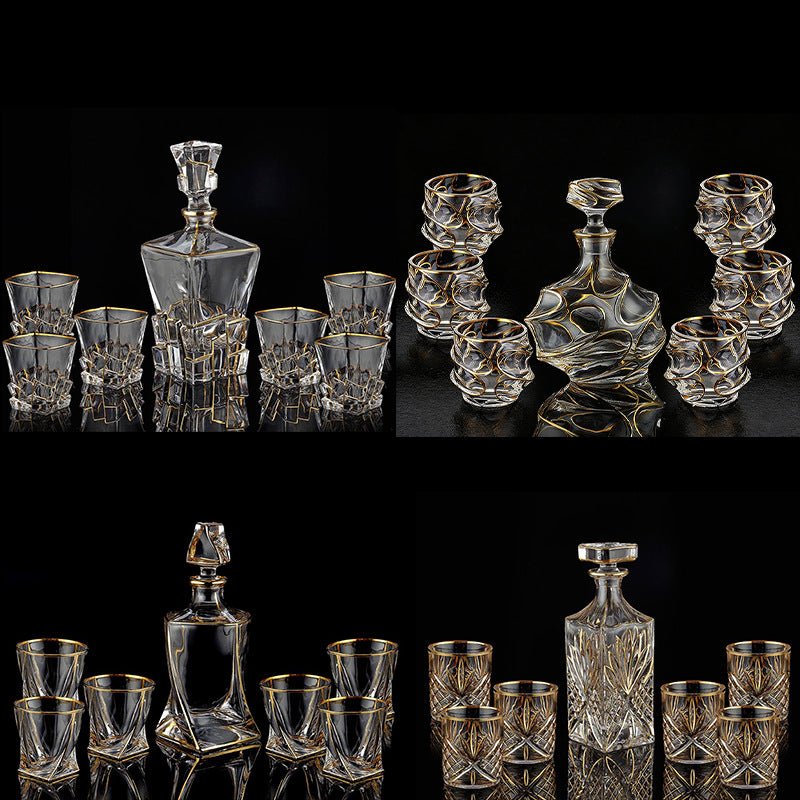 Creative Versatile Crystal Glass Whisky Set by stcraftdigital, featuring elegant crystal glasses and a matching decanter for home bar decor.