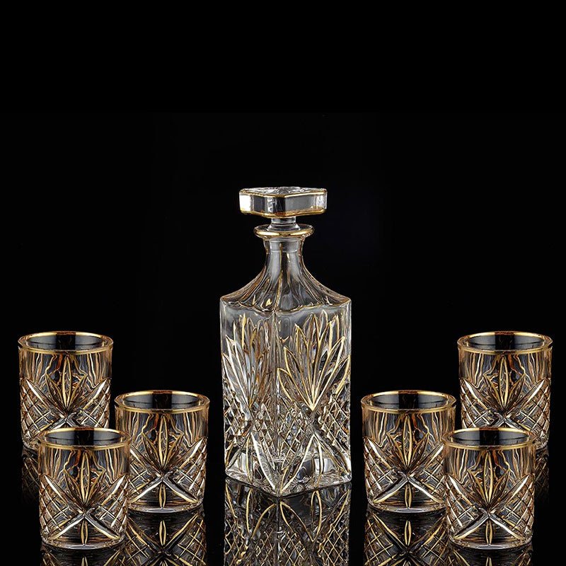 Creative versatile crystal glass whisky set with four glasses and a decanter, ideal for home bar or entertaining.