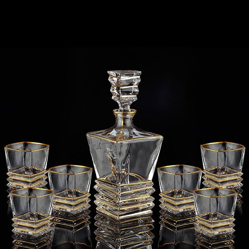 Clear crystal whiskey set with glasses and decanter from stcraftdigital, perfect for home bar or entertaining.