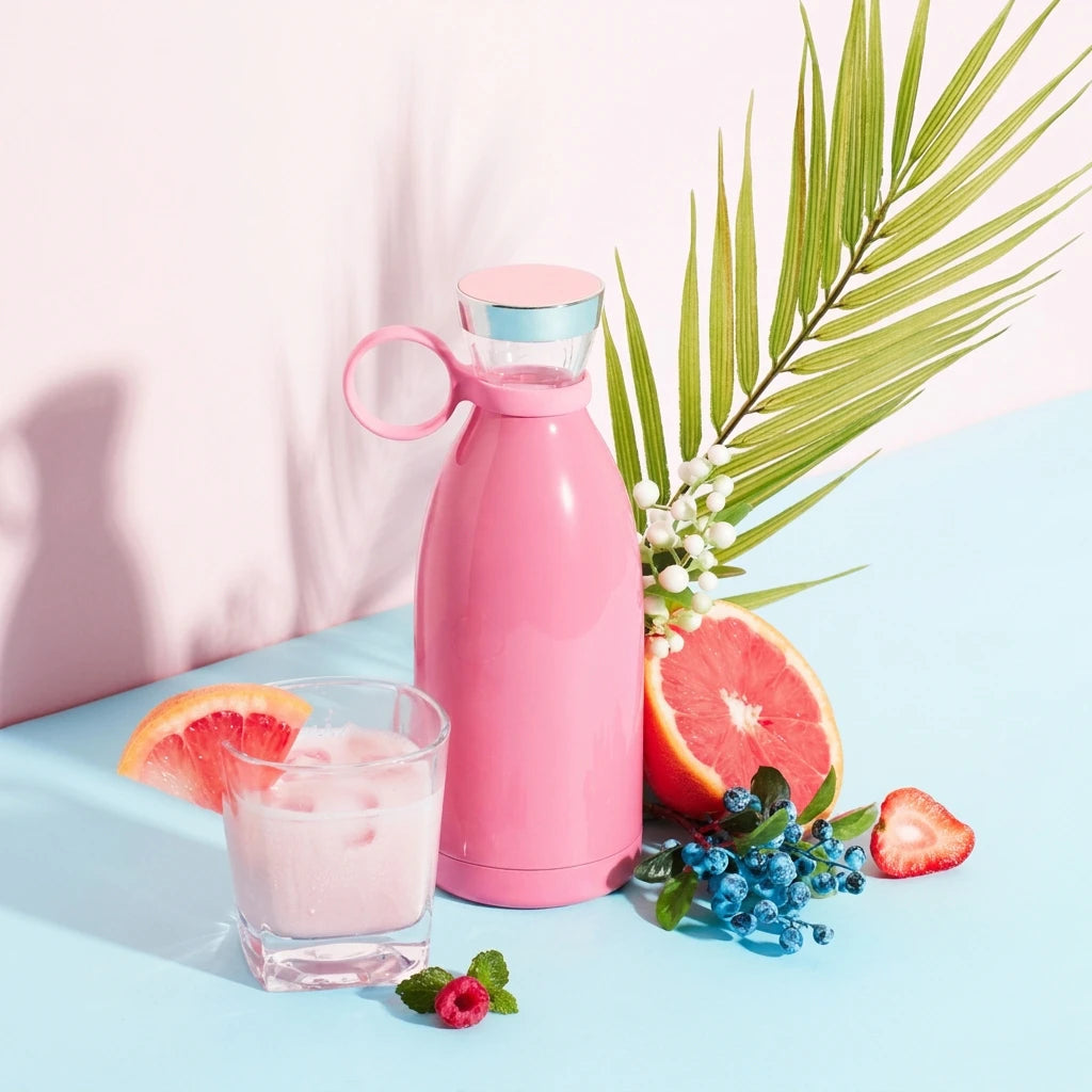 Portable 350ML electric juicer blender from stcraftdigital, USB rechargeable, ideal for making smoothies and mixing drinks at home or on the go.