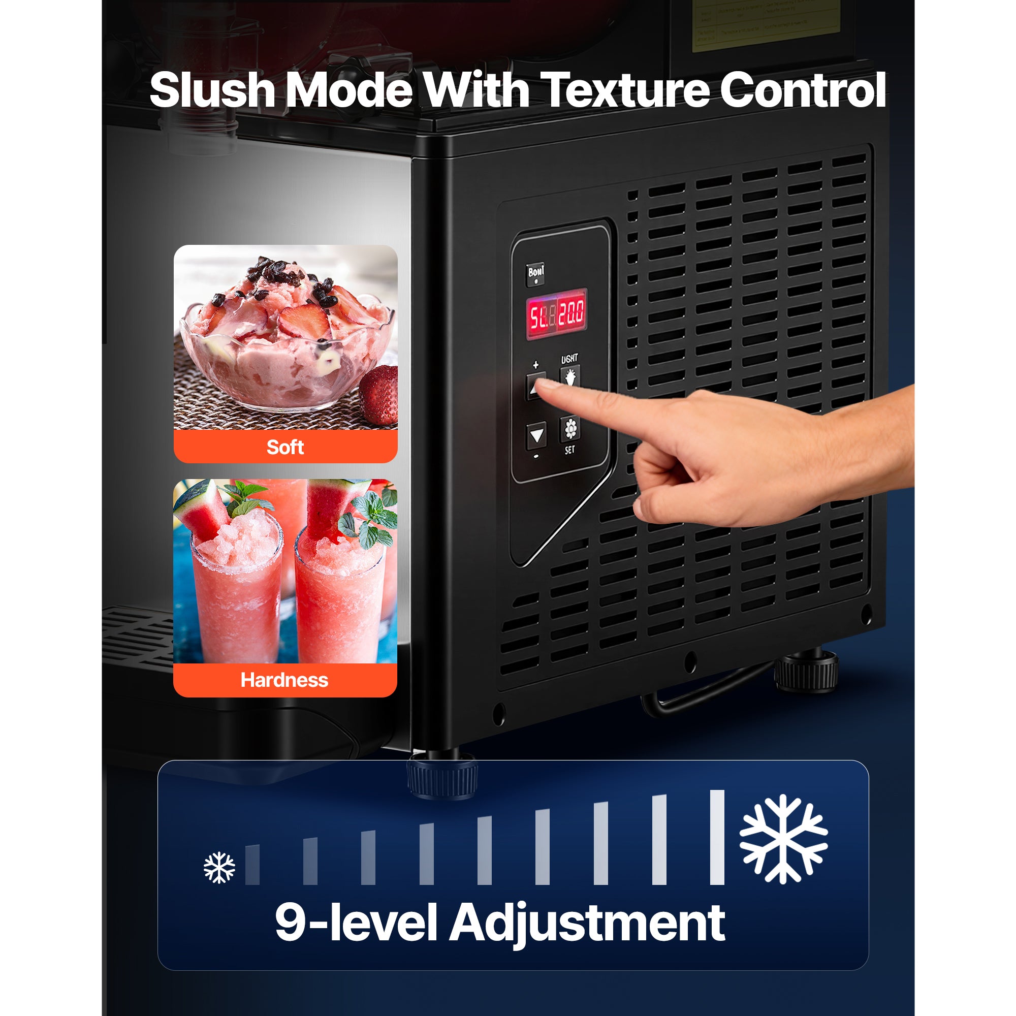 Stcraftdigital 6L commercial slushie machine with clear container, self-cleaning feature, ideal for margaritas, milkshakes, and frozen drinks.